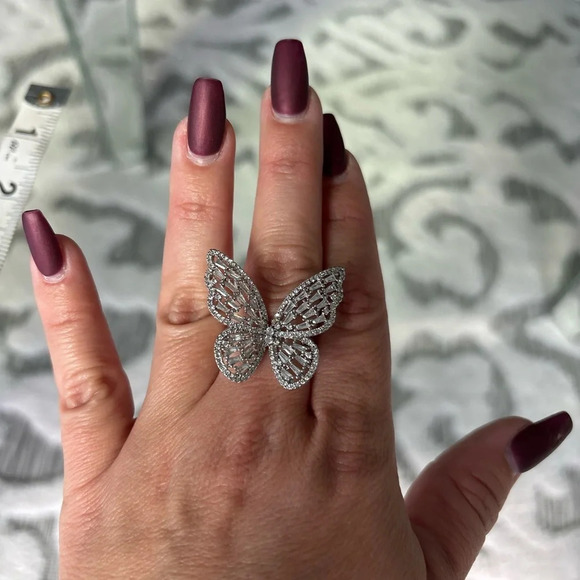 Silver butterfly adjustable ring - Picture 3 of 4